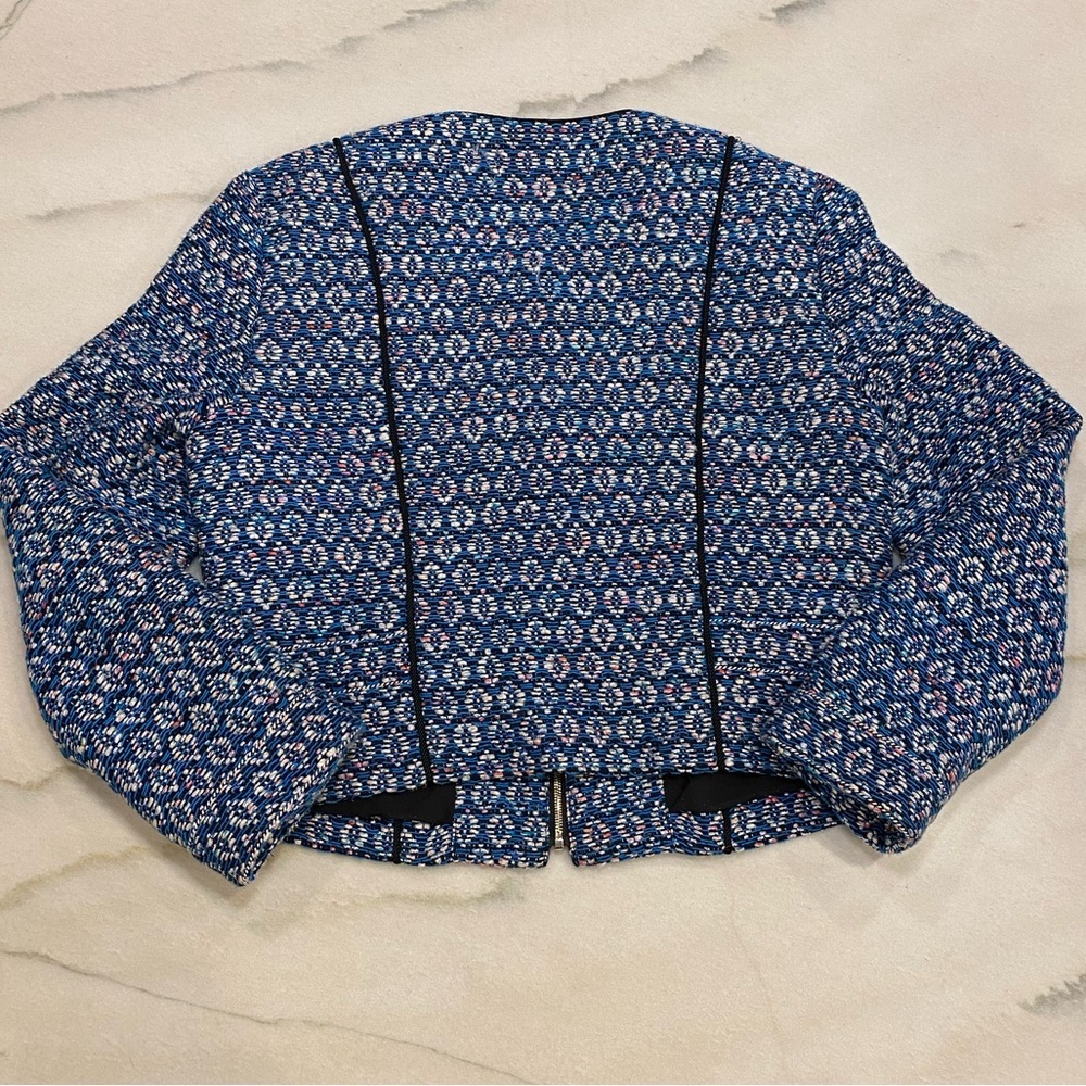 DVF Diane Von Furstenberg Jacket Size 6 Blue White Black Metallic - Picture 9 of 15